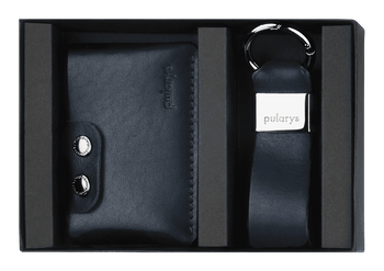 Portfel HOBBY w zestawie z brelokiem ze skóry Nomad granatowy