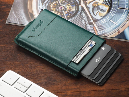 Portfel GOBI wykonany z miękkiej skóry Italia zielony