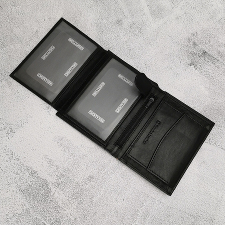 Portfel antykradzieżowy męski skórzany RFID Bellugio - czarny