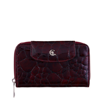 Portfel skórzany Canaletto - bordowy lakier z ochroną RFID dla eleganckich kobiet