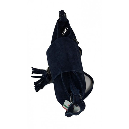 Listonoszka zamszowa Vera Pelle A5, granatowa, włoska torebka