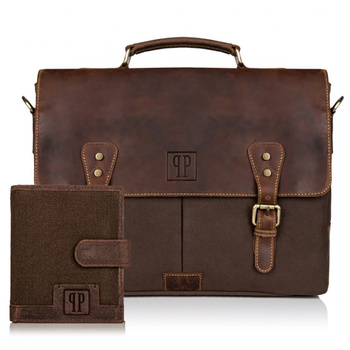 Portfel męski skórzany T-04 i torba na ramię T-07 Paolo Peruzzi