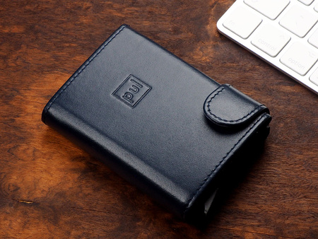 Portfel SOLO wykonany z miękkiej w dotyku skóry Italia granatowy