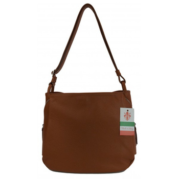 Miękka klasyczna torebka na ramię ,trzy komory ,Włoska skórzana Vera Pelle , Camel LB394C