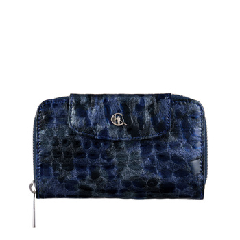 Portfel skórzany Canaletto - granatowy z RFID i kroplową fakturą