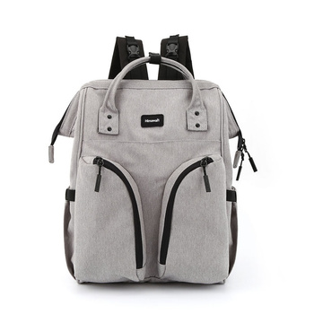 Szary, pojemny plecak damski z poliestru zamykany suwakiem - Himawari