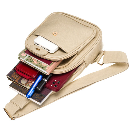 Saszetka damska beżowa crossbody z eko skóry Peterson