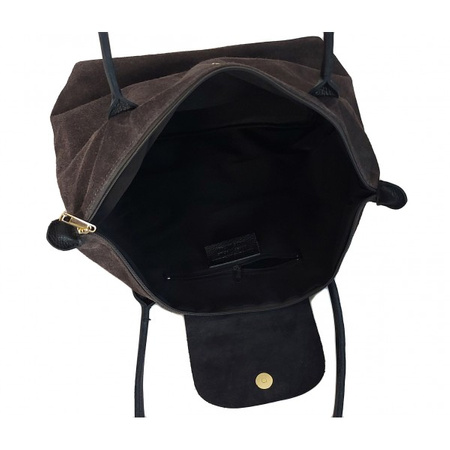 Torba shopper XL A4 zamszowa Vera Pelle szara z czarnym VKA41GN