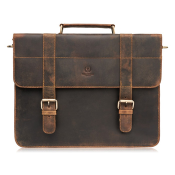 Torba skórzana męska Paolo Peruzzi T-99-HBR aktówka brązowa vintage