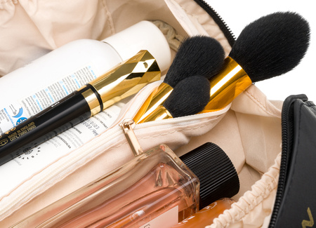 Kosmetyczka podróżna damska z ekoskóry - Peterson, czarna elegancja