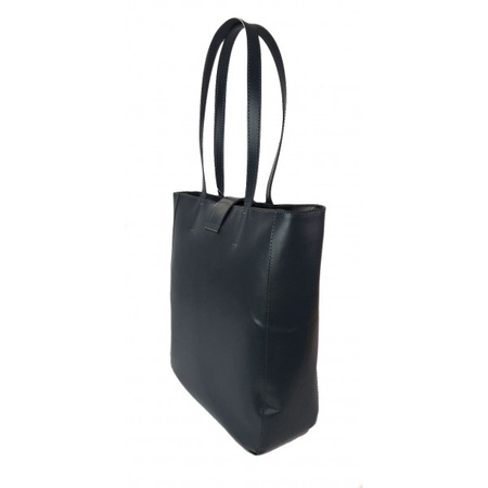 Duży shopper bag na ramię Vera Pelle , Włoska skórzana torba Szara - Grafit  SBKB11G