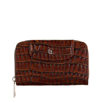 Portfel damski Canaletto z brązowej skóry croco z ochroną RFID