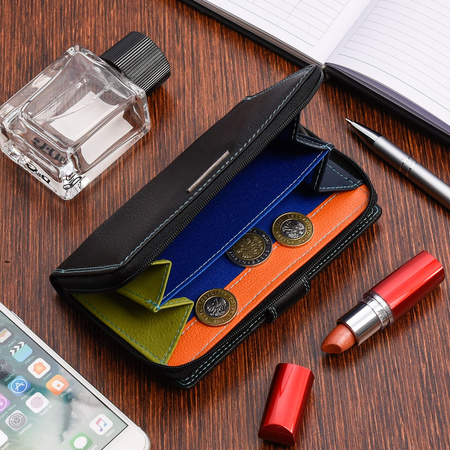 Portfel skórzany damski Bellugio kolorowy - czarny