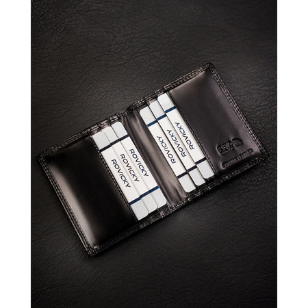 Skórzane, czarne etui na karty bez zapięcia z systemem RFID - 4U Cavaldi
