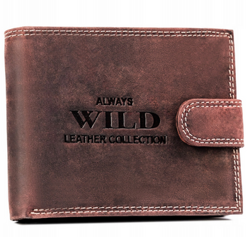 Duży portfel męski ze skóry naturalnej zapinany na zatrzask - Always Wild