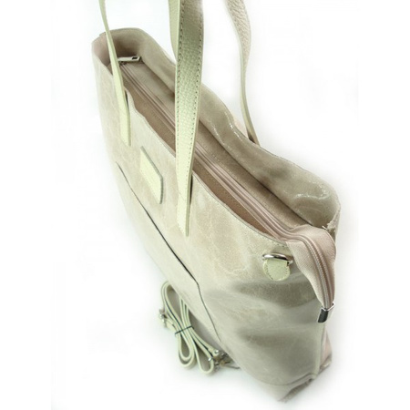 DUŻA TORBA SHOPPER BAG  VERA PELLE  NA RAMIĘ ŚWIECĄCA WŁOSKA SKÓRA  A4 RÓŻ PUDROWY X87RR