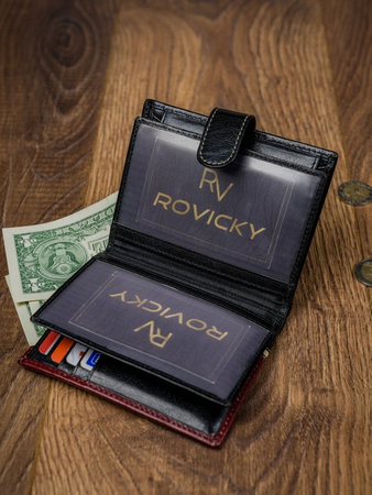 Pionowy portfel męski dwukolorowy, skóra naturalna RFID - Rovicky