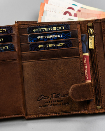 Portfel męski skórzany w pionie Peterson - duży, elegancki i praktyczny
