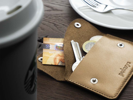 Portfel RETRO wykonany z miękkiej skóry Italia beżowy