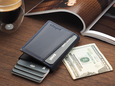 Portfel KANGOO wykonany z delikatnej skóry Italia granatowy