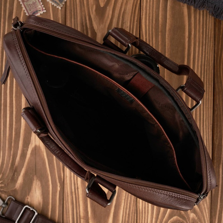 Torba skórzana na laptopa męska brązowa Paolo Peruzzi AL-09-BR
