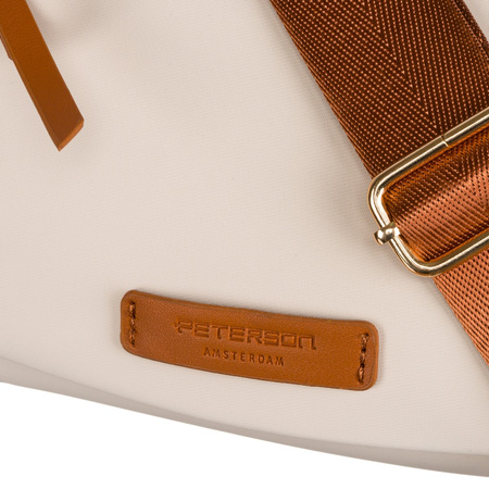 Torebka nylonowa brązowo-beżowa z paskiem na ramię - Peterson