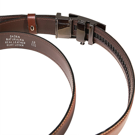 Skórzany pasek męski AUTOMATIC 95-110-cm brazowy