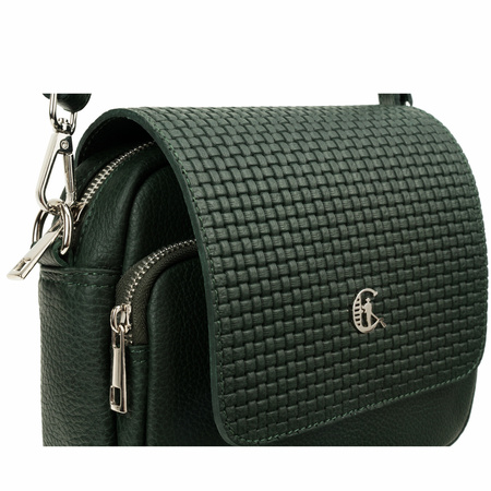 Listonoszka skórzana Canaletto z tłoczeniem - zielona elegancja na co dzień