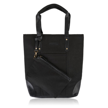Torebka damska shopper dua czarna na ramię z dodatkową kosmetyczką wegaska Paolo Peruzzi E-23-BL