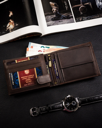 Portfel męski skórzany Peterson z tłoczeniem – wysoka jakość i styl