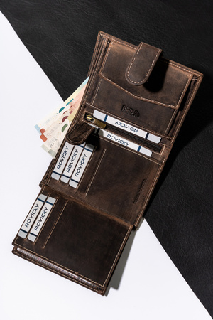 Portfel męski na karty i dokumenty z nubukowej skóry - Buffalo Wild