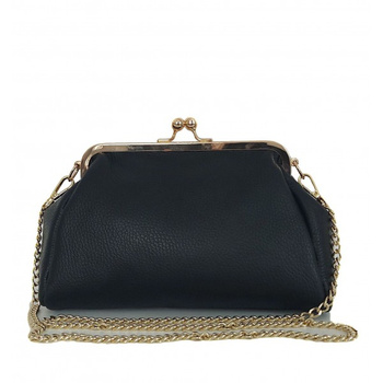 Włoska kopertówka listonoszka biglówka Vera Pelle złote okucia łańcuszek LKB35N