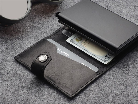 Portfel HIKER - CHIC Decor wykonany z garbowanej skóry Nomad czarny