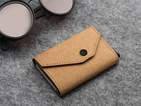 Portfel PORTER Go wykonany z wodoodpornego papieru Wash Paper beżowy