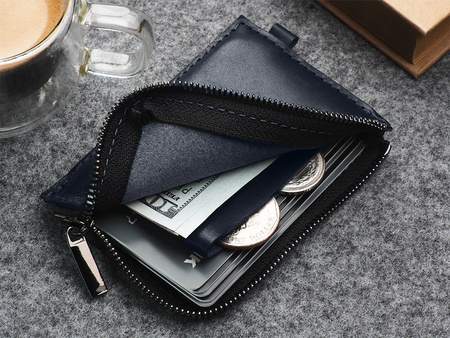 Portfel OLDTIMER SLIM wykonany z roślinnie garbowanej skóry Nomad granatowy