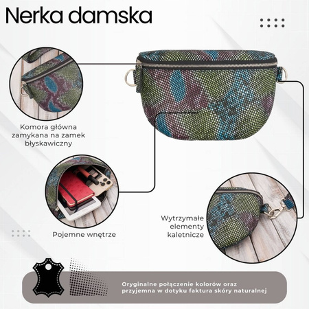 Saszetka skórzana damska Paolo Peruzzi T-36-A w wzór wężowy