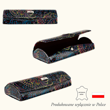Etui na okulary BajuBaj z naturalnej skóry w kolorowym designie