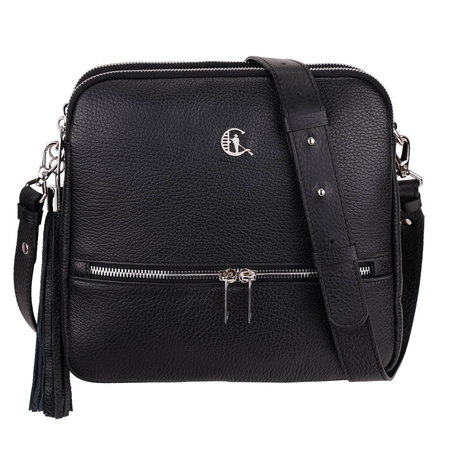 Elegancka torebka listonoszka Canaletto z groszkowanej skóry z detalami