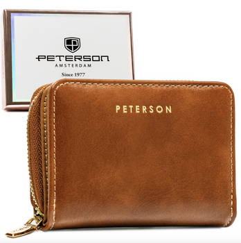 Portfel damski sznurowany z ekoskóry w jasnym brązie - Peterson