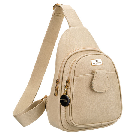 Saszetka damska beżowa crossbody z eko skóry Peterson