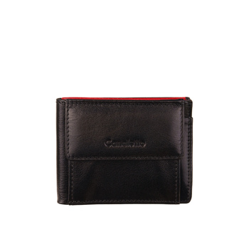 Portfel skórzany Canaletto - elegancki, funkcjonalny, z RFID, czarno-czerwony