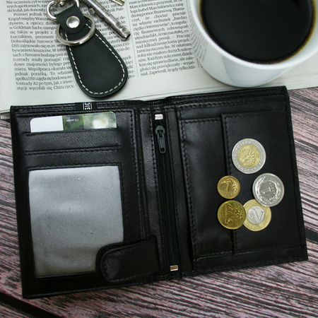 Skórzany portfel męski Bellugio RFID - czarny