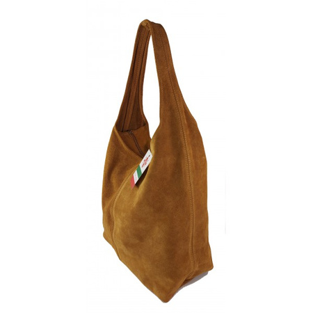 Zamszowy worek , Włoska skórzana torba xl a4  Camel shopper bag W356C
