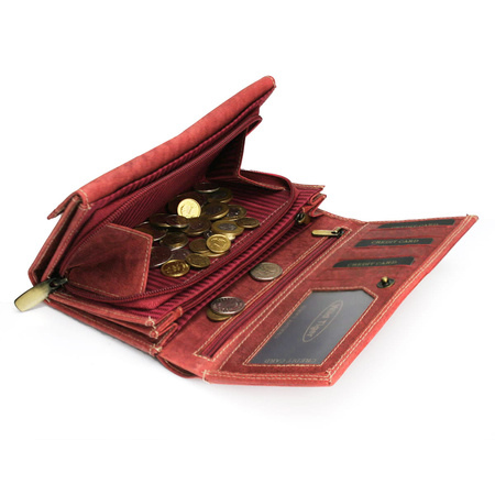 Portfel damski skóra nubuk Wild Tiger - czerwony