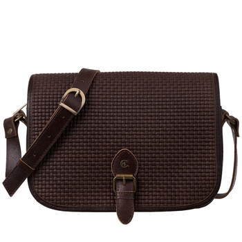 Listonoszka vintage Canaletto z plecionką ze skóry brązowa TD634s228t1