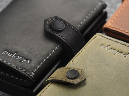 Portfel HIKER wykonany z polerowanej i woskowanej skóry Hunter oliwkowy