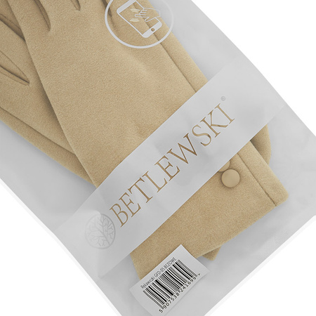Rękawiczki damskie z guziczkami VELVET bezowy