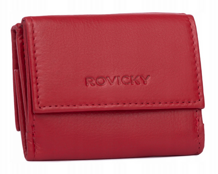 Elegancki portfel damski na zatrzask ze skóry naturalnej - Rovicky