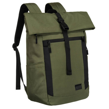 Pojemny plecak miejski typu roll-top w zielonym kolorze - Peterson