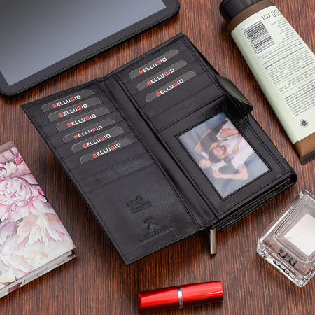 Dwustronny portfel damski skórzany - czarny